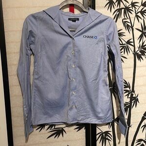 Chase Bank thin stripe button down top